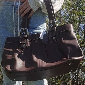 NWT Soho Coach Dark Brown Tote Bag with Leather Trim